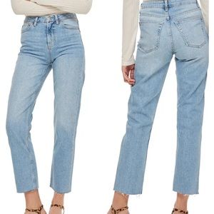Topshop Raw Hem Crop Straight Leg Jeans